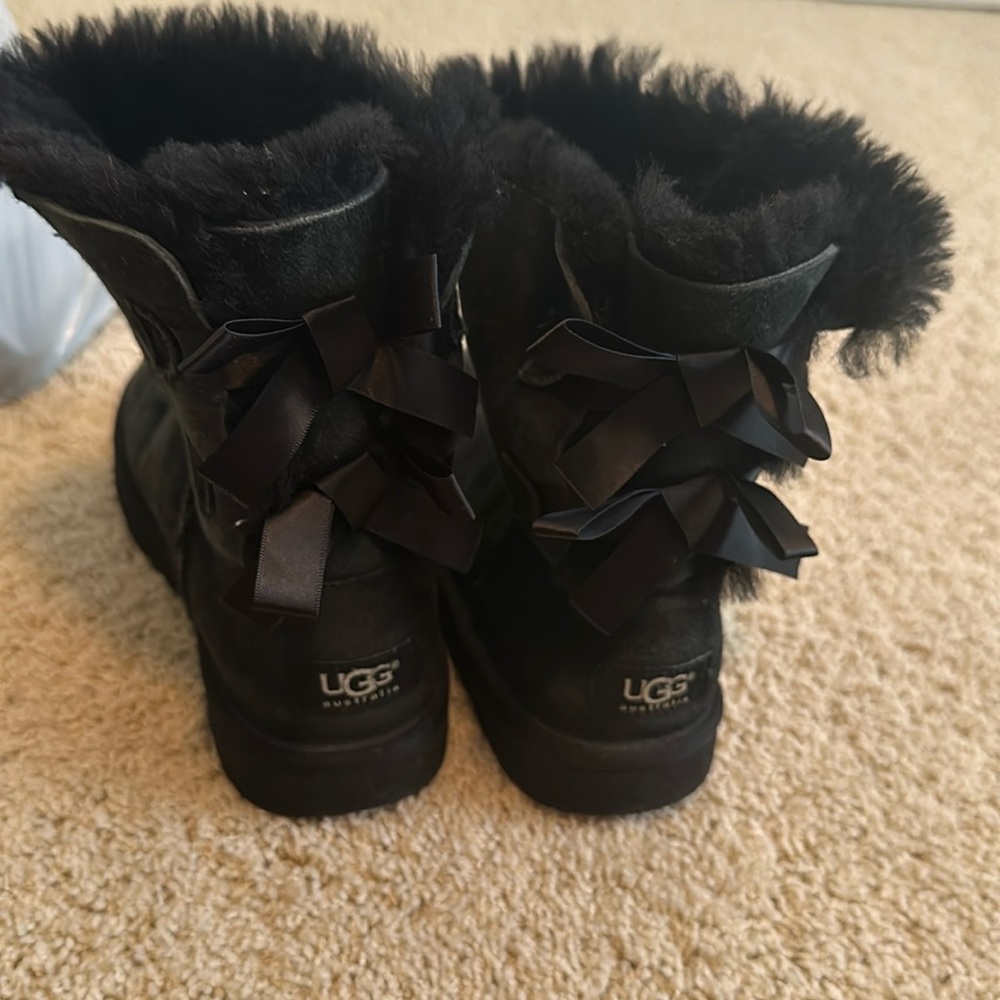 UGG black bow booties, size 3
